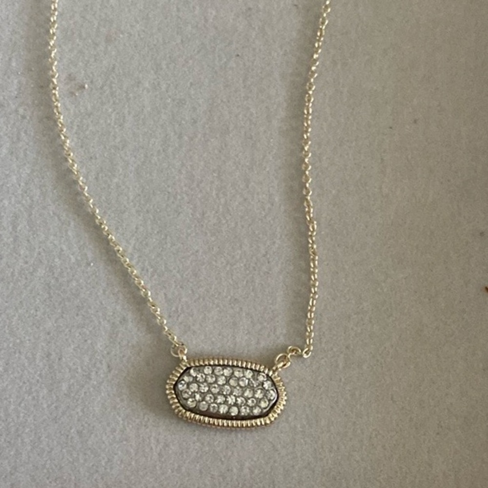 Fashion Designer Inspired Gold Necklace with CZ Accents;